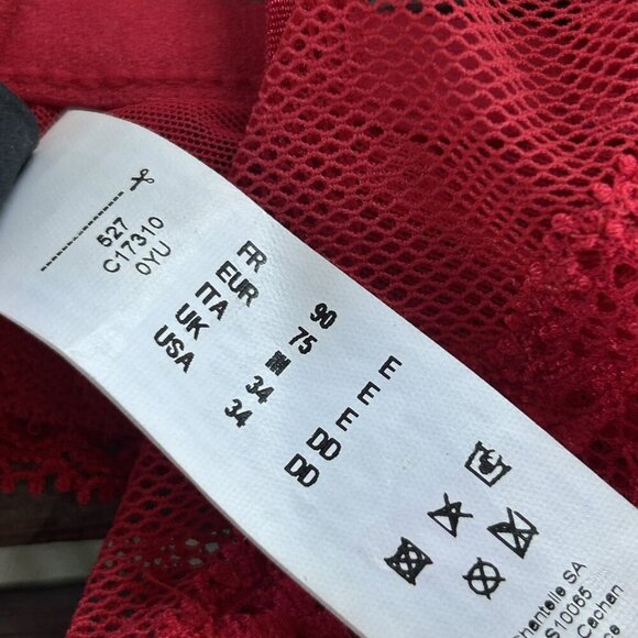 Chantelle Idole Red Lace Balconette Bra 34DD - Picture 4 of 8